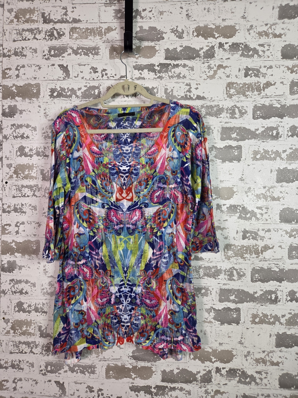 Nally & Millie Vibrant Boho Paisley Tunic Top Size M